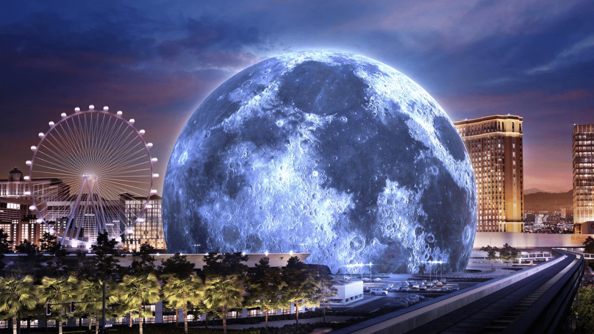 La piel LED del edificio esférico más grande del mundo ya ilumina Las Vegas