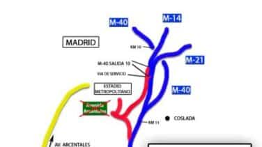 Los accesos y salidas de la M-40 a la altura del Metropolitano estarán cerrados un año por obras a partir del 10 de agosto