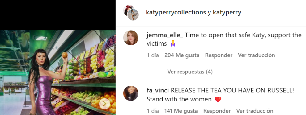 Los fans de Katy Perry le han pedido que se pronuncie acerca de las alegaciones