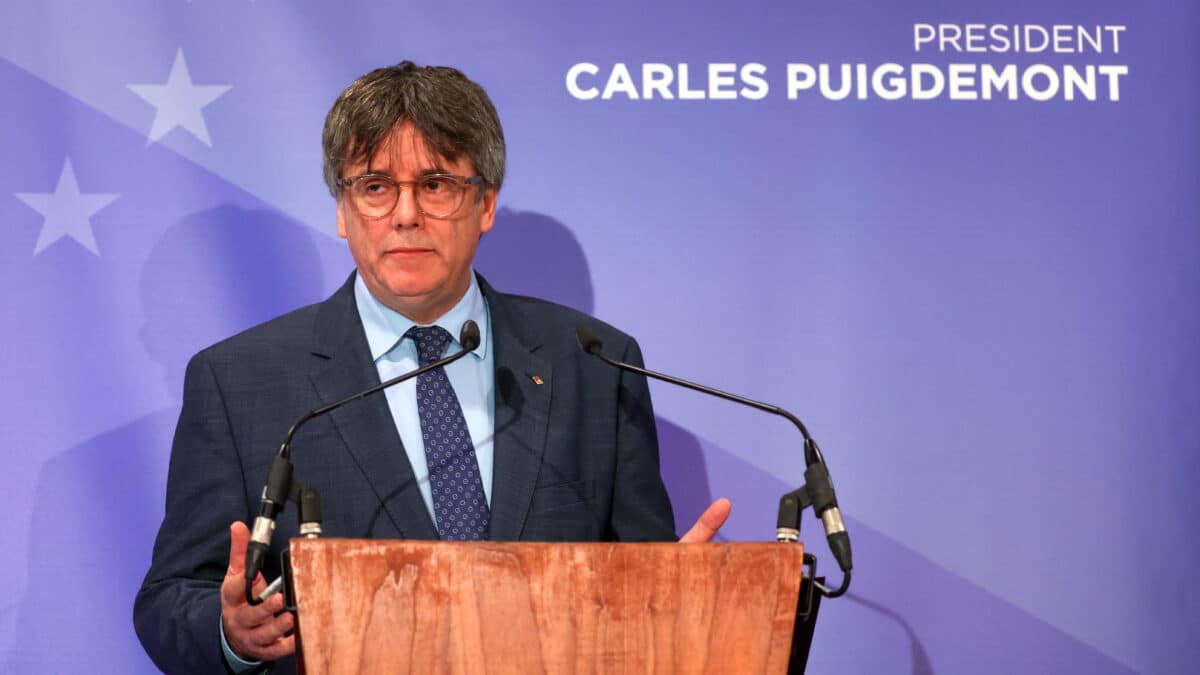 El diputado europeo, el líder catalán Carles Puigdemont, ofrece una rueda de prensa tras la reunión de ayer, 4 de septiembre