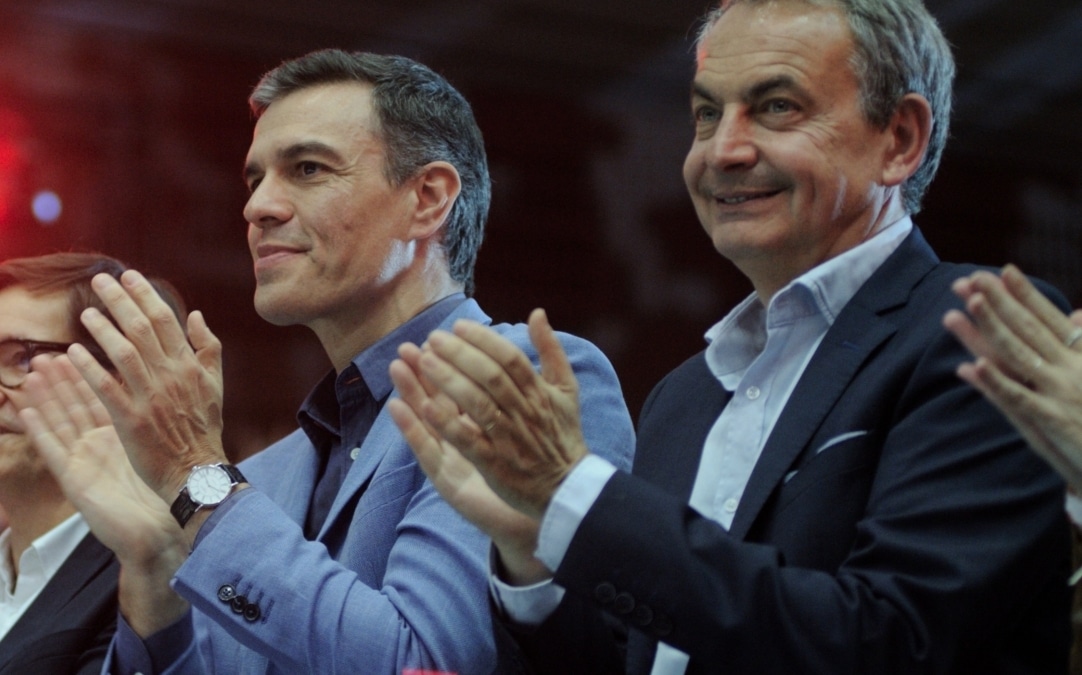 Sánchez y Zapatero, en un mitin en Barcelona.