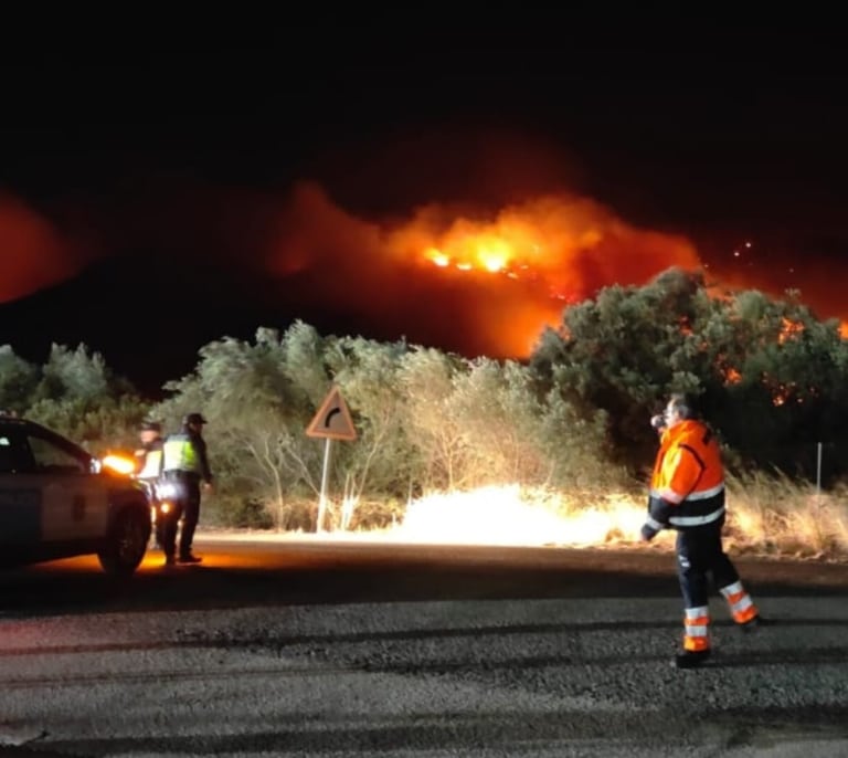 Un incendio forestal agravado por el fuerte viento obliga a desalojar a 350 personas en Valencia