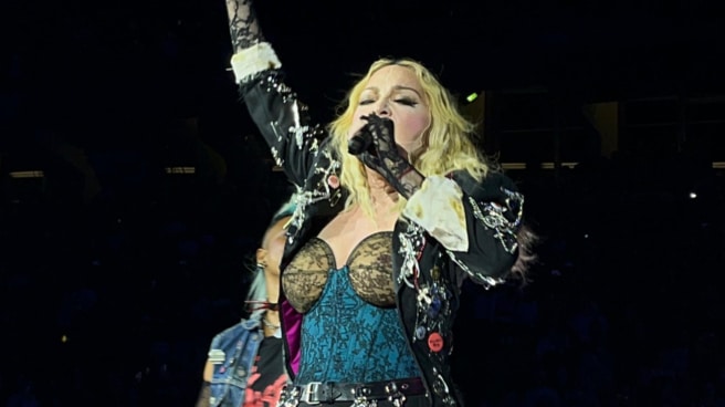 Madonna at her concert in Barcelona on November 1, 2023.