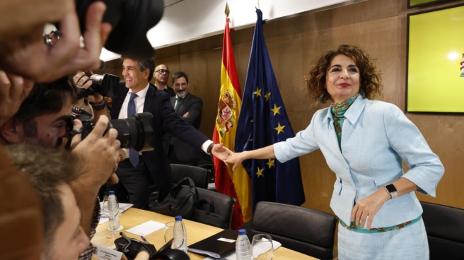 Finance Minister Maria Jesús Montero before presiding over the Fiscal and Financial Policy Council (CPFF) this Monday in Madrid.