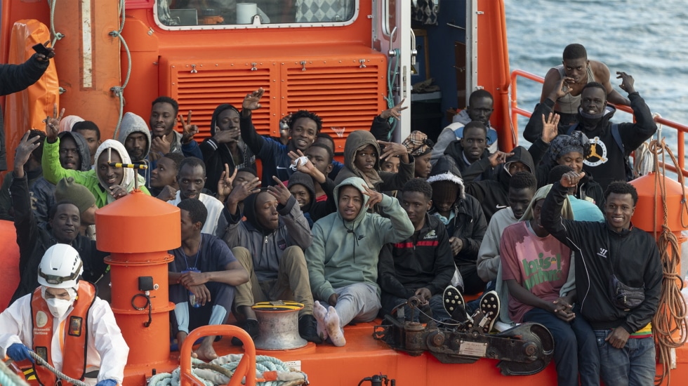 Migrants upon arrival in the Canary Islands