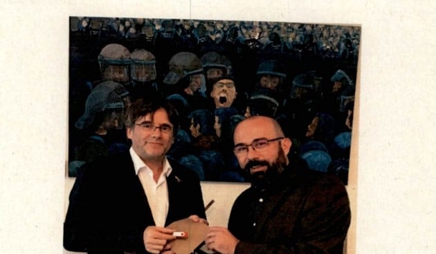 Fotografía extraída del sumario de 'Tsunami Democràtic' de de Carles Puigdemont y Josep Capmajó el 9 de junio de 2019 en Waterloo