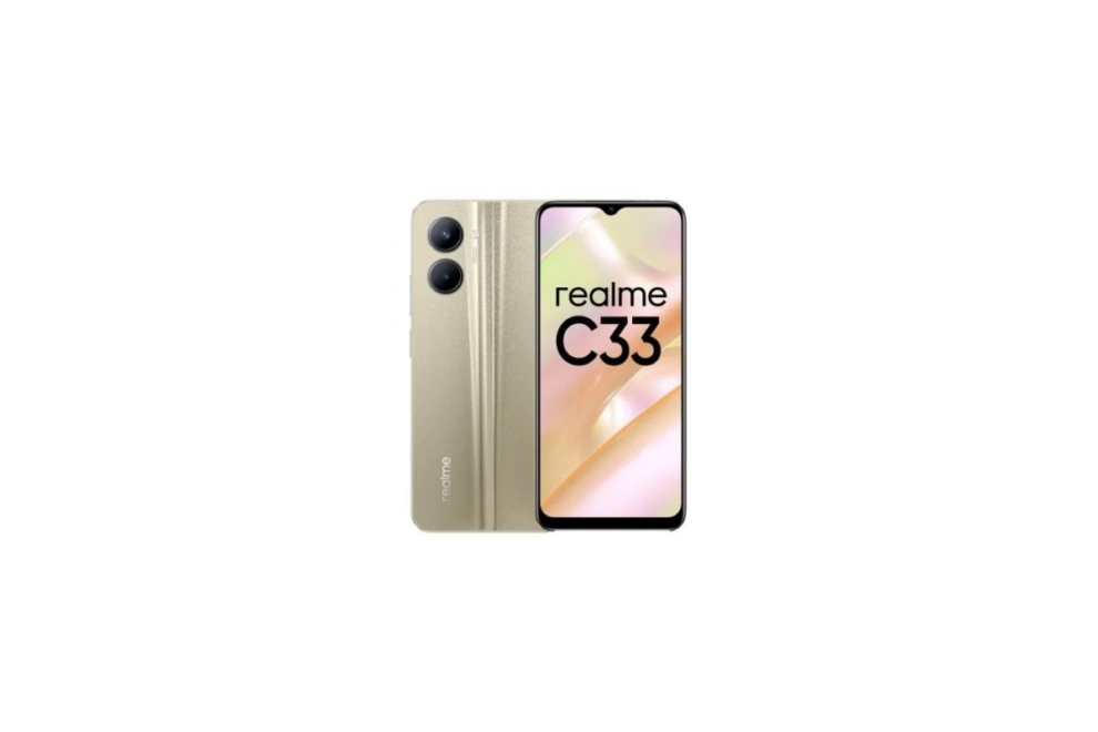 Smartphone Realme C33 en dorado