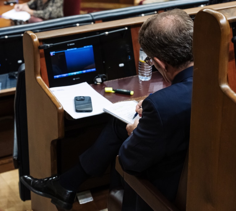 Feijóo ante Sánchez:  "Puigdemont huyó en un maletero y volverá en su Falcon"