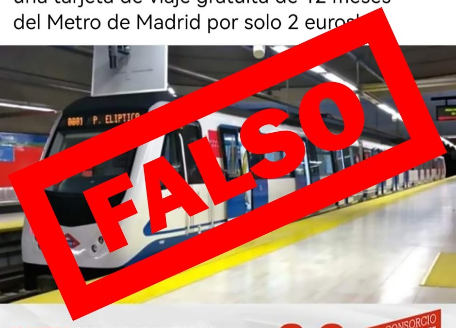 Metro de Madrid advierte que la oferta de un bono de 12 meses de viajes gratis por 2 euros es una estafa