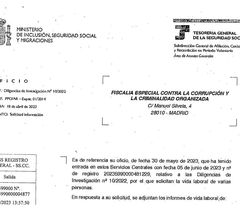 El Ministerio de Escrivá sabía en junio de 2023 que la Fiscalía investigaba a la familia de Koldo