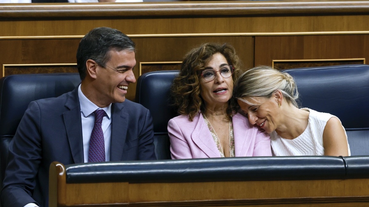 Sánchez, Montero y Díaz, en el Congreso.
