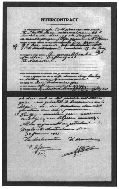 Contrato de arrendamiento para 't Hooge Nest (el Nido Alto), firmado el 30 de enero de 1943.