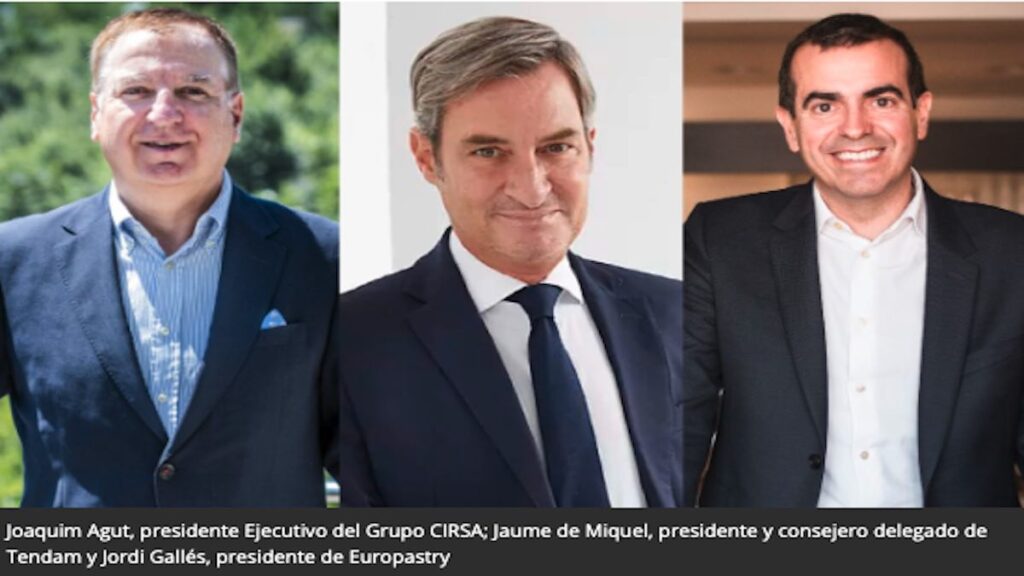 Joaquim Agut, presidente Ejecutivo del Grupo CIRSA; Jaume de Miquel, presidente y consejero delegado de Tendam y Jordi Gallés, presidente de Europastry