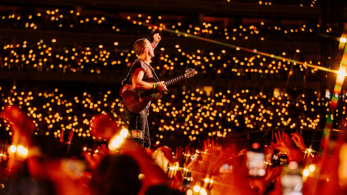 Chris Martin, vocalista de Coldplay, durante el concierto de la banda en el Optus Stadium de Perth, el pasado 20 de noviembre.