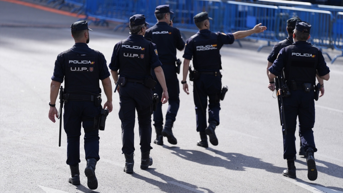 Agentes de la Policía Nacional, en Madrid.