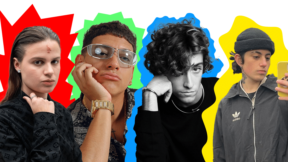 Cuatro de los artistas queer que dominan el panorama musical: Mushka, La Cruz, Guitarricadelafuente y Jimena Amarillo.