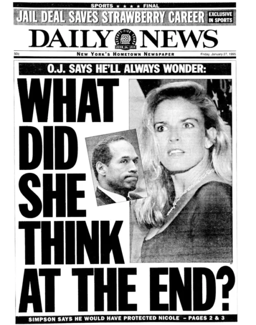 Portada del periódico Daily News durante el juicio de O.J. 