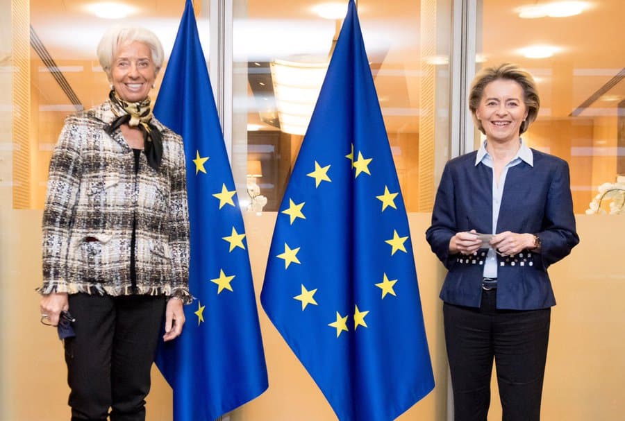 La presidenta del Banco Central Europeo (BCE), Christine Lagarde, junto a la presidenta de la Comisión Europea, Úrsula Von der Leyen.