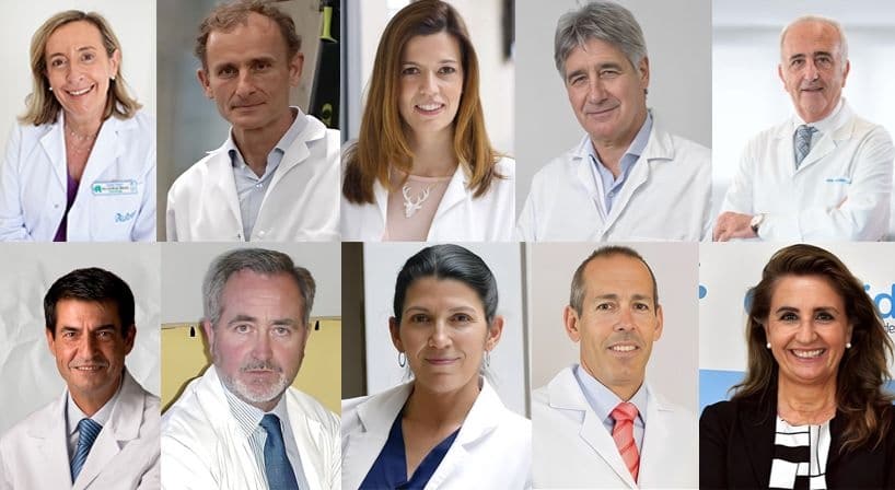 Dr. Albornoz (Ginecología); Dr. Serratosa (M. Deporte); Dra. Molina (Dermatología); Dr. Ruiz Cotorro (M. Deporte); Dr. Pellicer (Fertilidad); Dr. Sánchez (Antiaging), Dr. Mulero (Reumatología); Dra. Cortijo (Oncología) Dr. Martín (M. Rehabilitadora): Dra. Mellado (Pediatría)