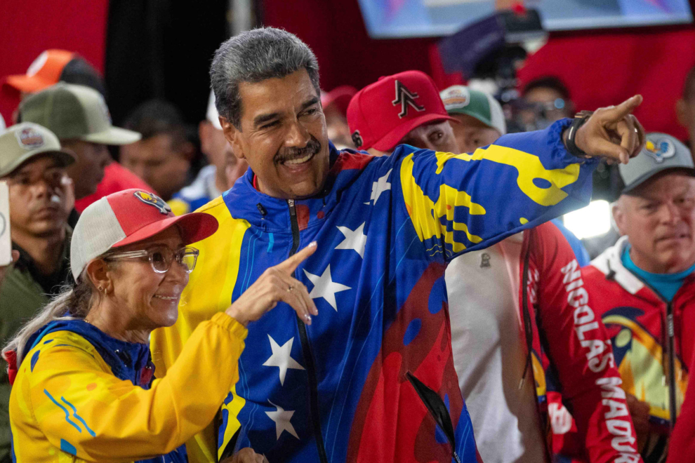 Nicolás Maduro y Cilia Flores, en la noche electoral en Caracas.