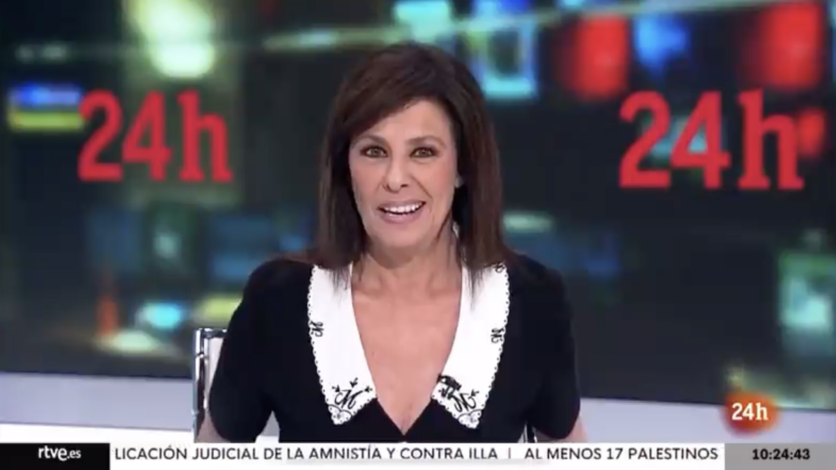 Beatriz Pérez-Aranda, este domingo en el informativo del Canal 24 Horas de Televisión Española.
