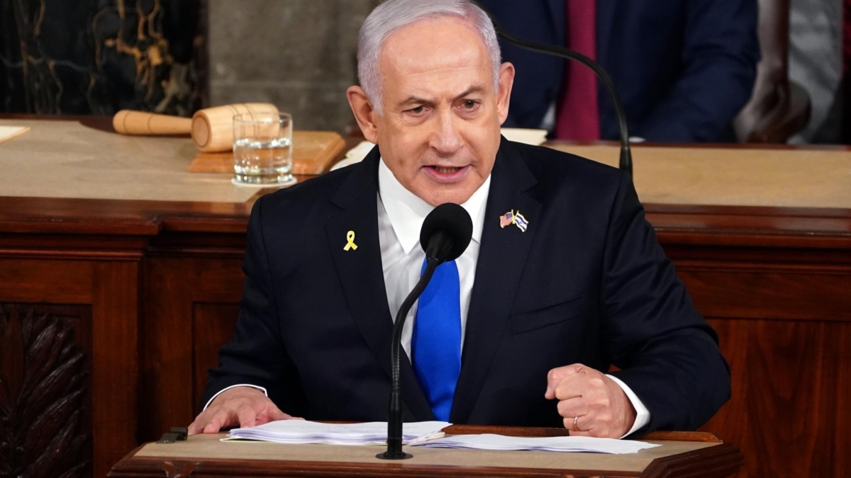El primer ministro israelí, Benjamin Netanyahu, da un discurso en el Congreso de Estados Unidos en Washington.
