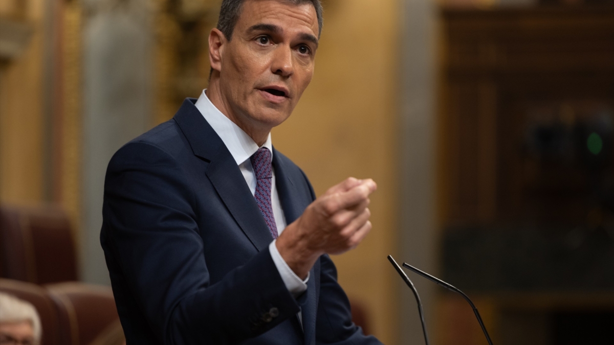 El presidente del Gobierno, Pedro Sánchez, interviene en durante una sesión plenaria en el Congreso de los Diputados.