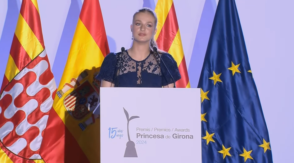 La princesa Leonor durante su discurso en los premios Princesa de Girona.