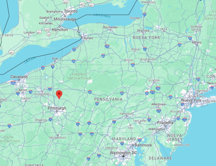 Mapa que muestra dónde se encuentra Butler, donde se ha producido el incidente, en el Estado de Pensilvania.