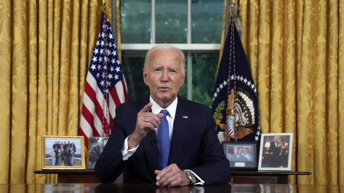 El presidente de Estados Unidos, Joe Biden, se dirige al país después de renunciar a renovar el cargo el pasado domingo.