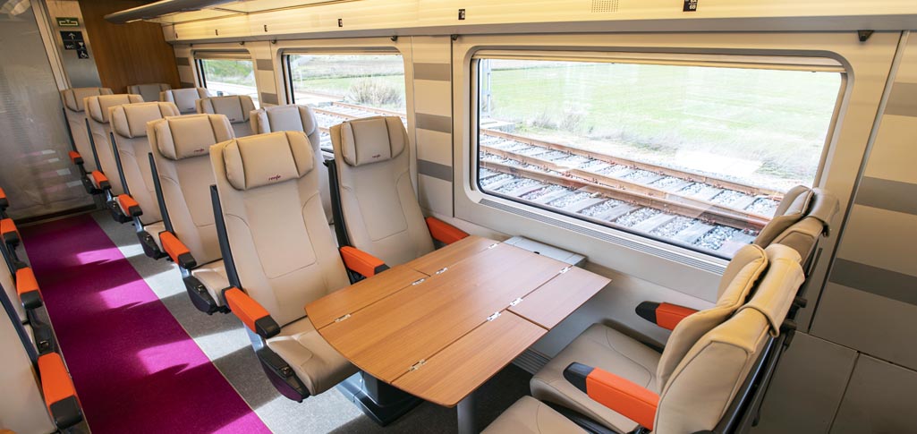 Interior de un tren Avlo de Renfe.