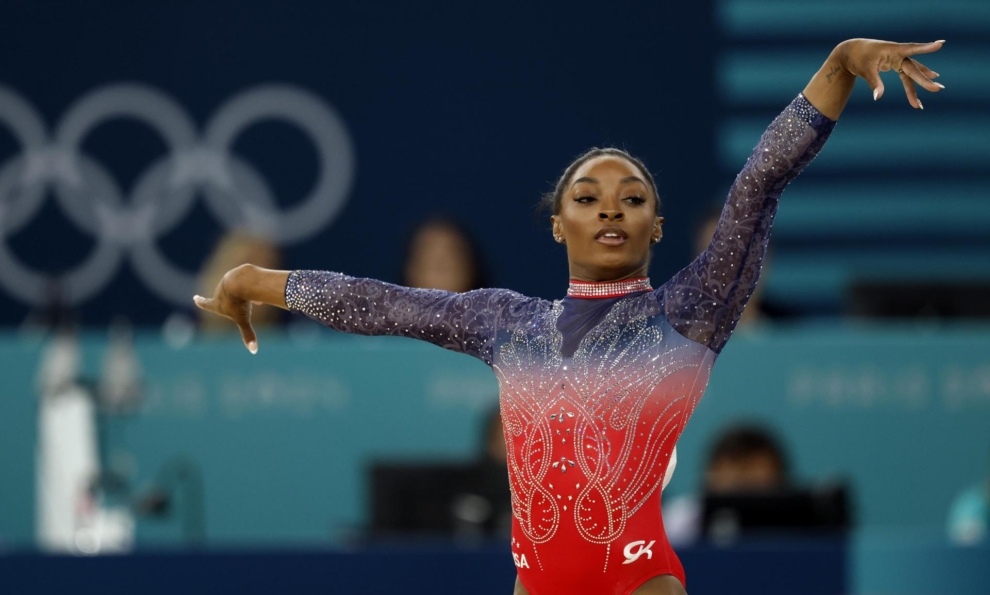 Simone Biles durante su último día de competición en los Juegos Olímpicos.