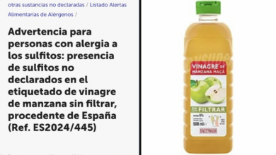 Aesan alerta de alérgenos no etiquetados en el vinagre de manzana sin filtrar de Hacendado