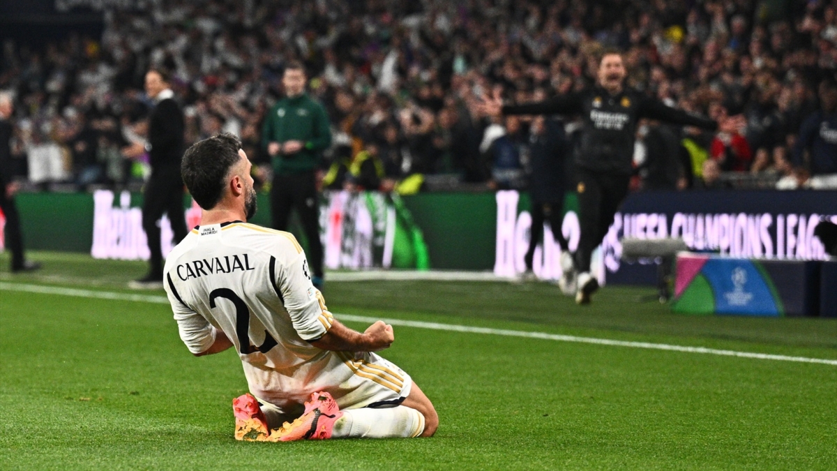 Dani Carvajal celebrando el gol durante la Champions League 2024