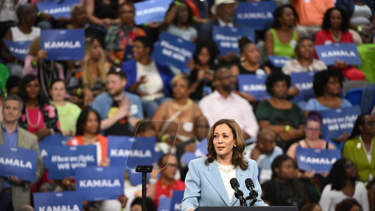 Kamala Harris en un mitin electoral en Atlanta