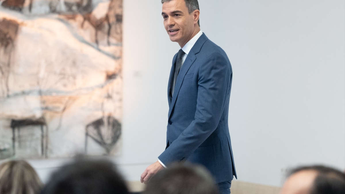 El presidente del Gobierno, Pedro Sánchez, en su última comparecencia de balance del curso en julio, desde la Moncloa