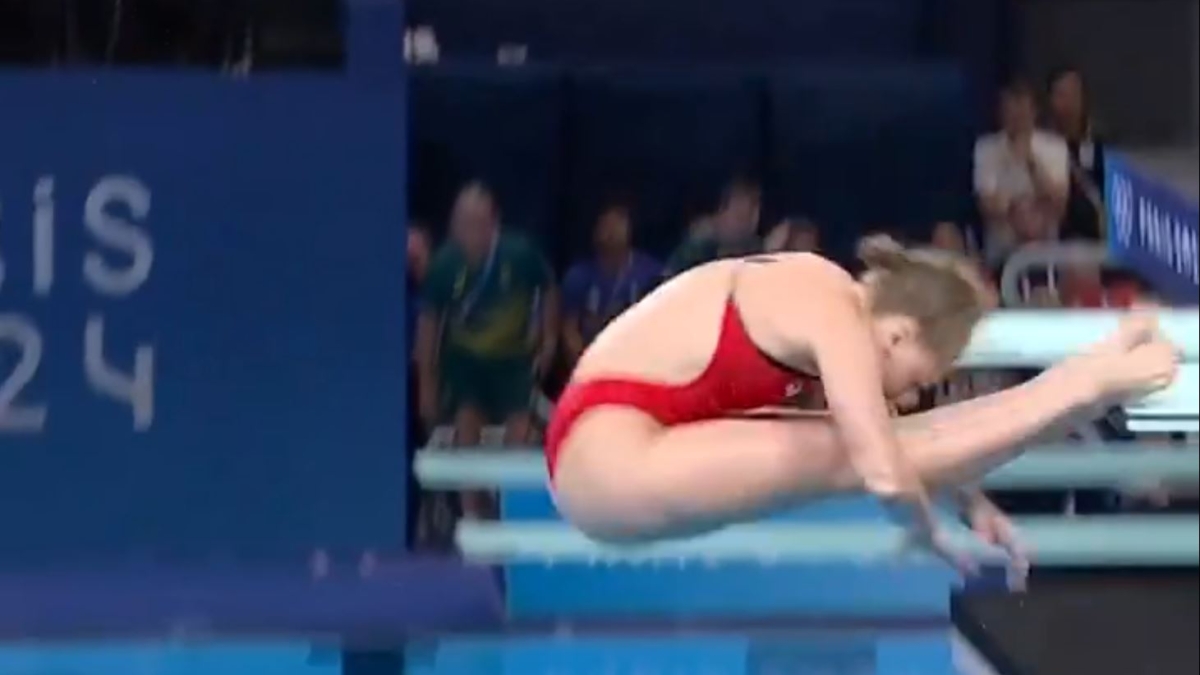 La saltadora de trampolín Alison Gibson obtiene un 0 en los JJOO de París