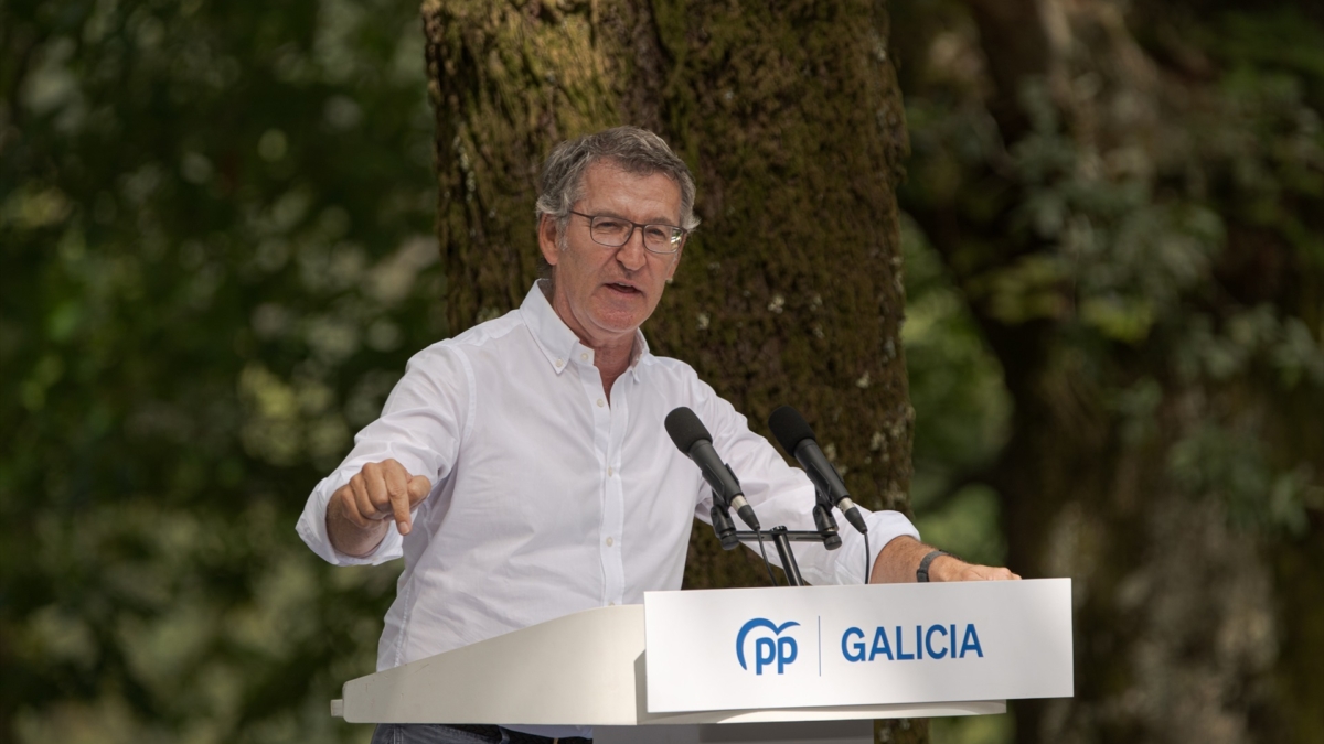 El presidente del PP, Alberto Núñez Feijóo, durante la inauguración del curso político el pasado sábado