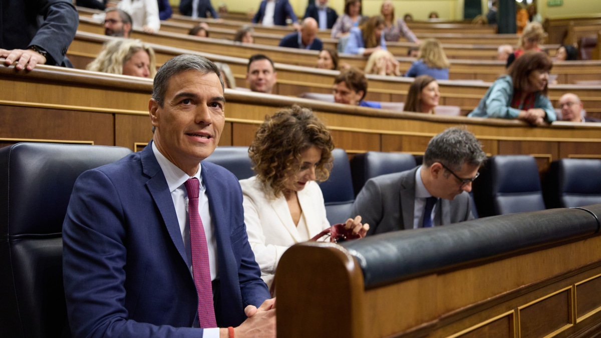 El presidente del Gobierno, Pedro Sánchez, en el control al Gobierno de este miércoles en el Congreso