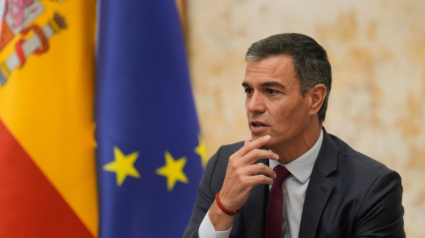 El presidente del Gobierno, Pedro Sánchez, en el Palacio de la Moncloa