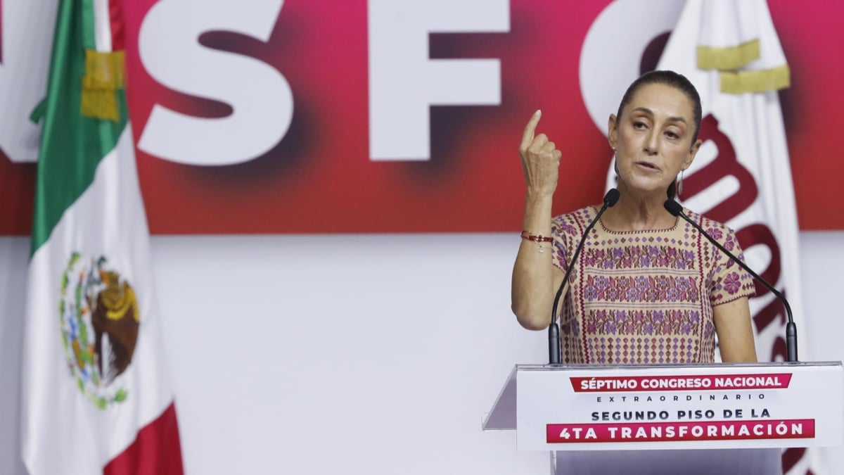 Claudia Sheinbaum el pasado domingo, durante el VII Congreso Nacional Extraordinario del partido Morena.