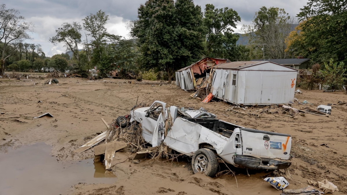 Una casa destruida tras el paso del huracán Helene.