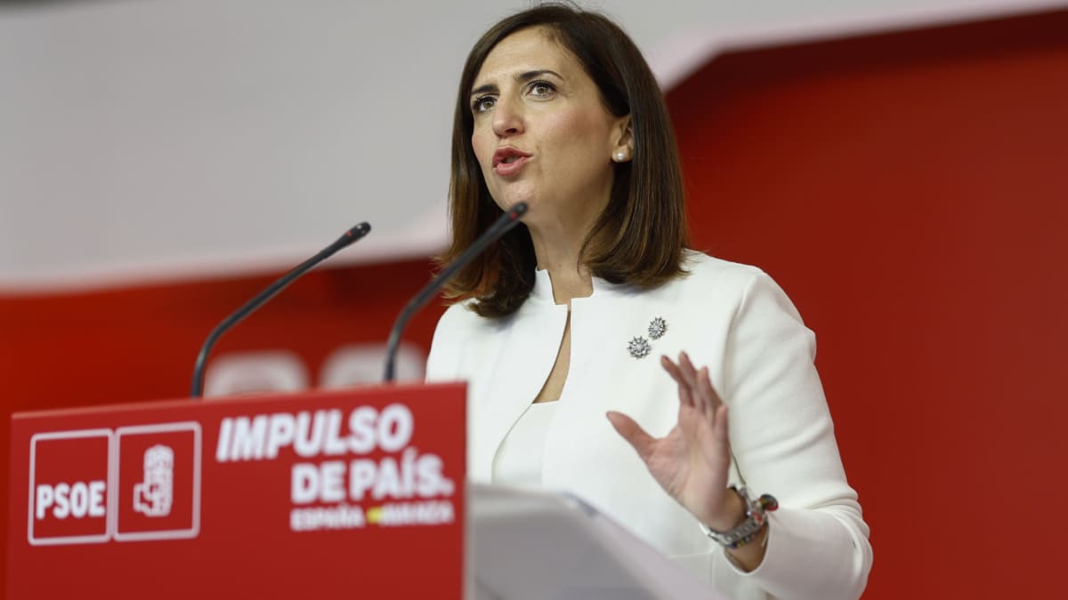 MADRID, 28/10/2024.-La portavoz de la Comisión Ejecutiva Federal del PSOE, Esther Peña, este lunes durante la rueda de prensa en la sede de Ferraz.-EFE/ Rodrigo Jiménez