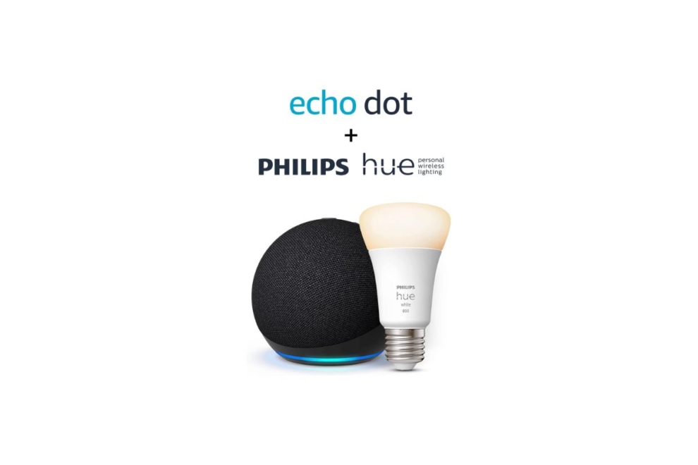 Altavoz inteligente Echo Dot (5.ª generación) + bombilla inteligente Philips Hue White