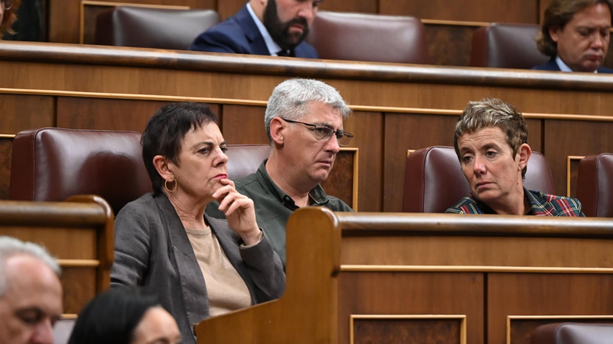 Los diputados de EH Bildu, esta tarde en el Congreso durante el debate sobre la toma en consideración de la reforma de la Ley Mordaza