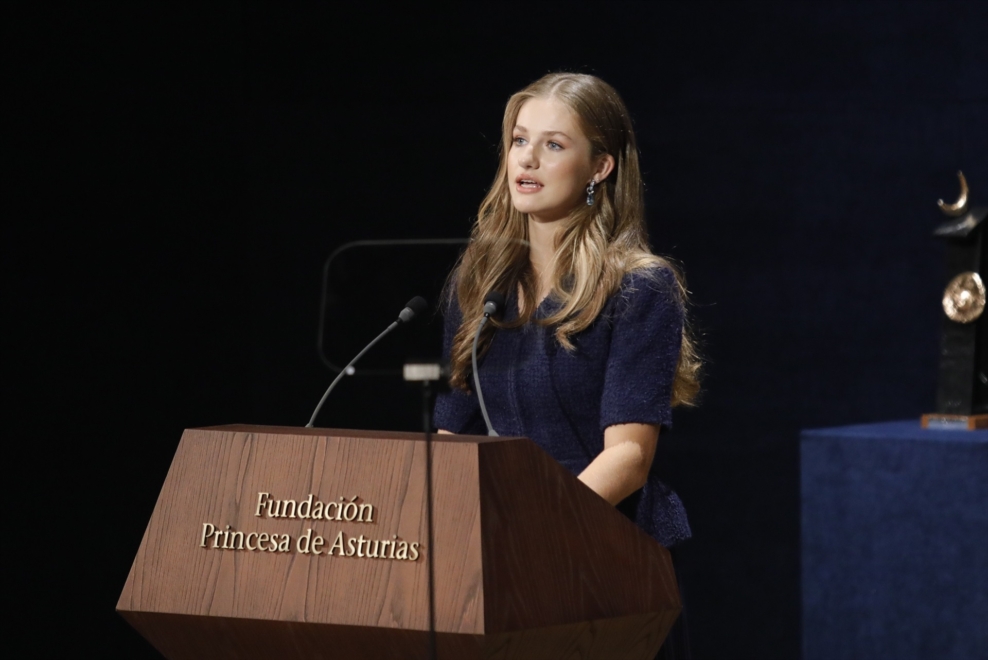 Leonor interviene en la 43ª edición de la entrega de los Premios Princesa de Asturias 2023.