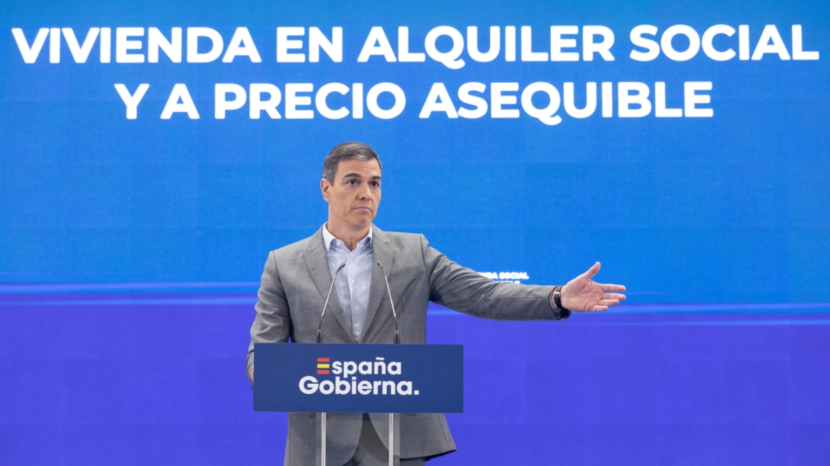 El presidente del Gobierno, Pedro Sánchez, en un acto de vivienda.