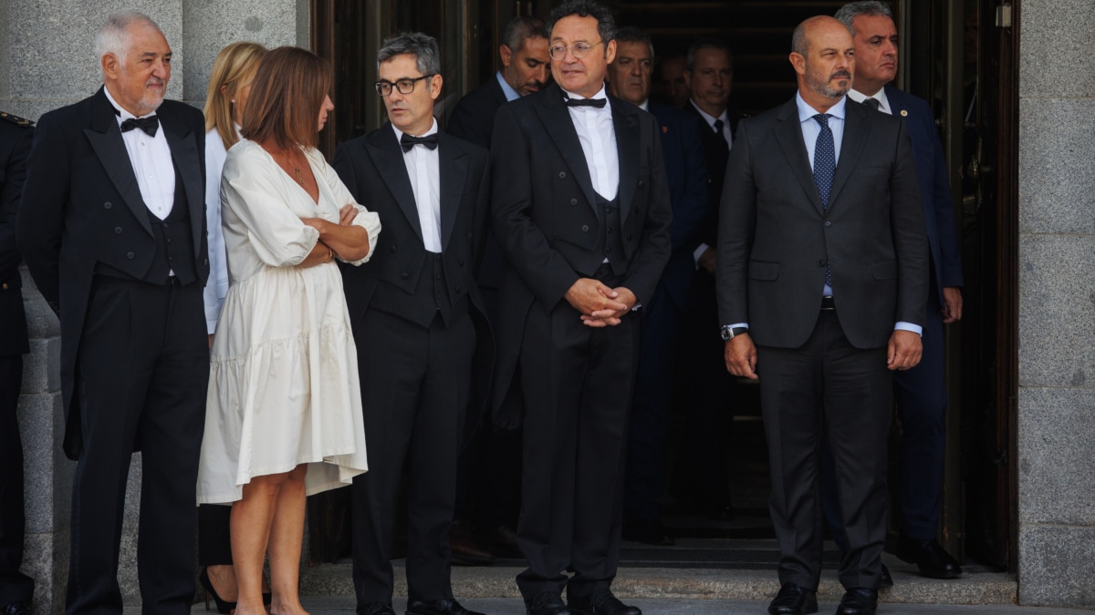 El presidente del Tribunal Constitucional, Cándido Conde-Pumpido; la presidenta del Congreso de los Diputados, Francina Armengol; el ministro de la Presidencia, Relaciones con las Cortes y Justicia, Félix Bolaños; el Fiscal General del Estado, Álvaro García Ortiz en la apertura del año judicial, septiembre 2024