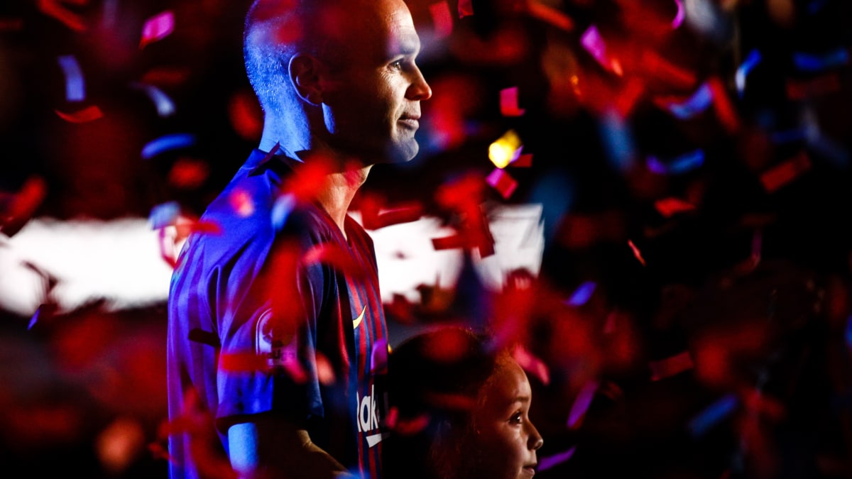 Andres Iniesta durante su despedida del FC Barcelona en 2018