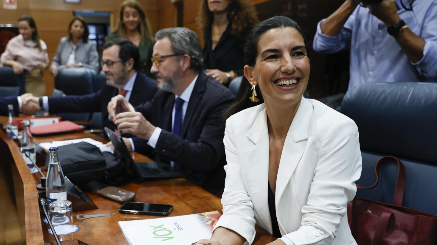 La expresidenta de Vox Madrid y exdiputada de la Asamblea, Rocío Monasterio, en el último pleno madrileño antes de renunciar al acta